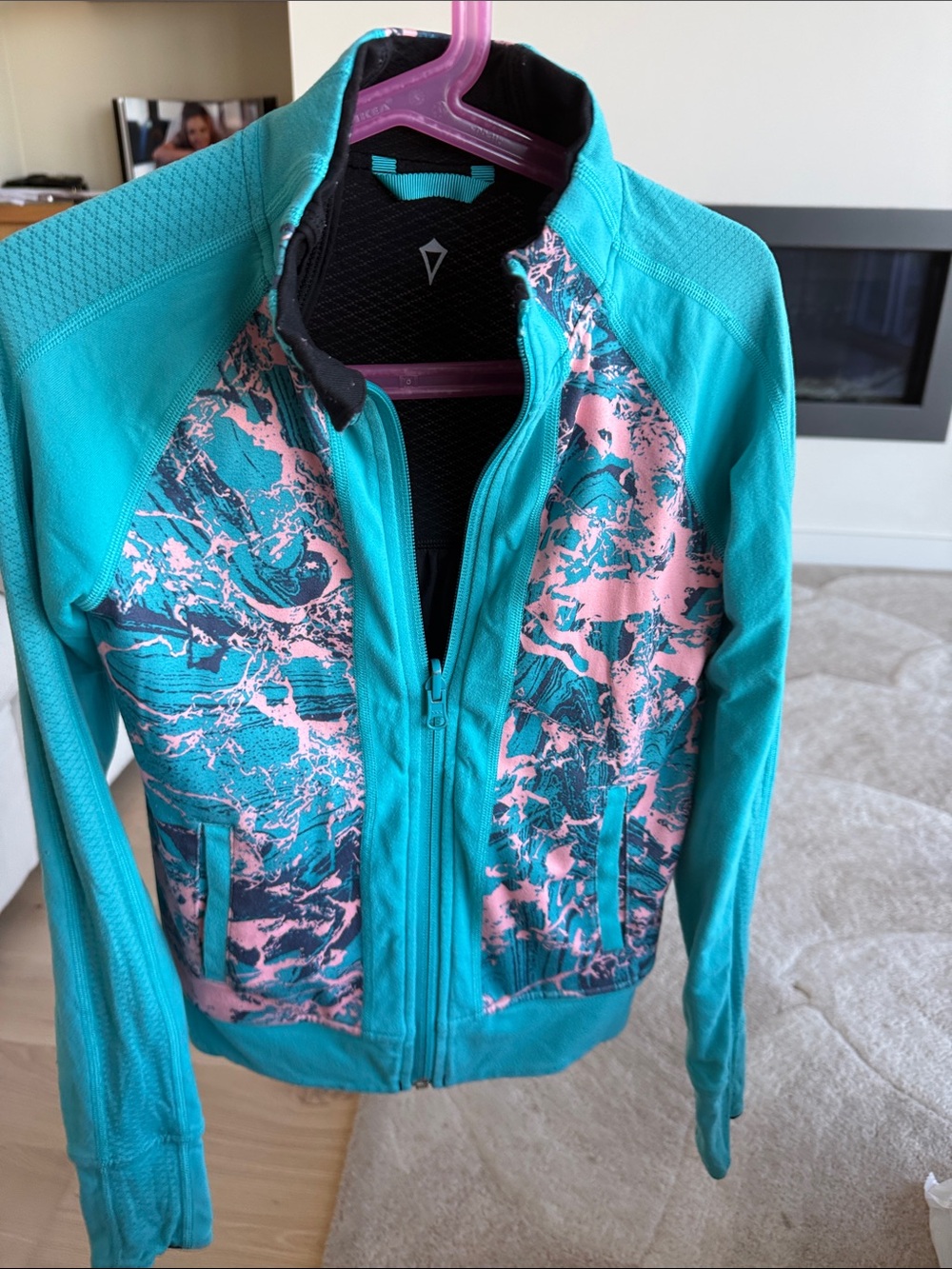 Women’s Aqua & Pink Athletic Jacket - Unbranded